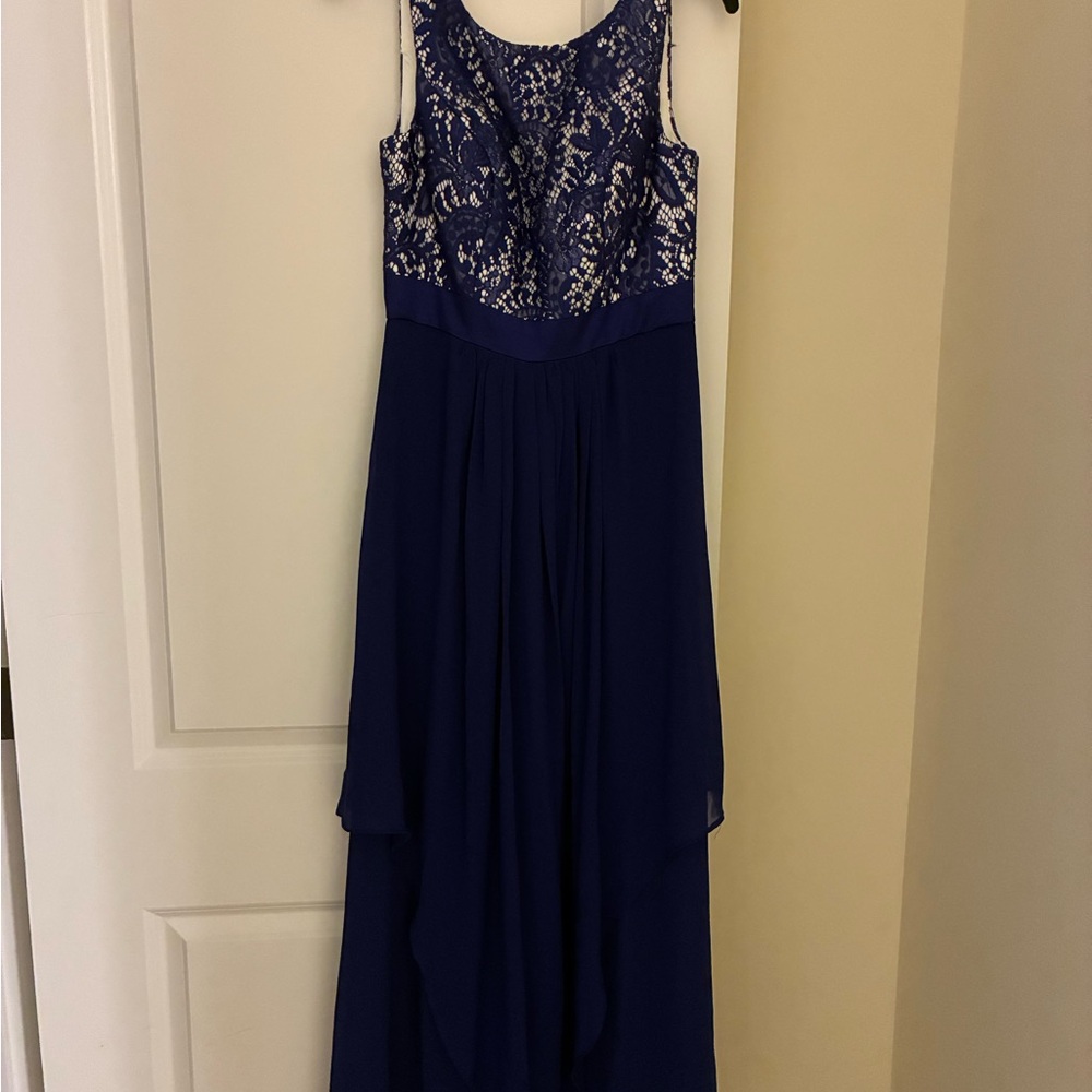 Elegant Blue Lace Evening Dress